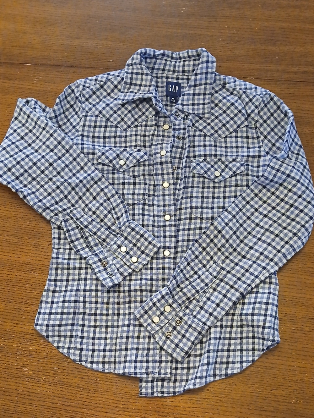 Button Snaps, GAP Kids Blue Plaid Button-Front Shirt